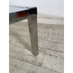 GRANDE TAVOLO DA SALOTTO VINTAGE ANNI 70 ACCIAIO VETRO CROMATO TAVOLINO DA FUMO