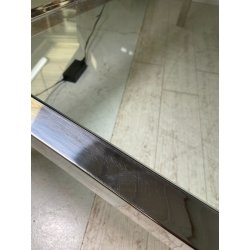 GRANDE TAVOLO DA SALOTTO VINTAGE ANNI 70 ACCIAIO VETRO CROMATO TAVOLINO DA FUMO