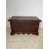 ANTICA PICCOLA CASSAPANCA FORZIERE DOPPIA SERRATURA legno NOCE 97 cm epoca 1700