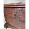 ANTICA PICCOLA CASSAPANCA FORZIERE DOPPIA SERRATURA legno NOCE 97 cm epoca 1700