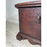 ANTICA PICCOLA CASSAPANCA FORZIERE DOPPIA SERRATURA legno NOCE 97 cm epoca 1700
