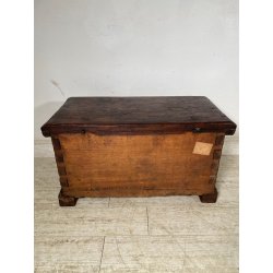 ANTICA PICCOLA CASSAPANCA FORZIERE DOPPIA SERRATURA legno NOCE 97 cm epoca 1700