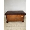 ANTICA PICCOLA CASSAPANCA FORZIERE DOPPIA SERRATURA legno NOCE 97 cm epoca 1700