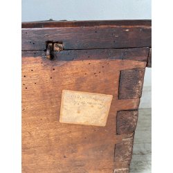 ANTICA PICCOLA CASSAPANCA FORZIERE DOPPIA SERRATURA legno NOCE 97 cm epoca 1700