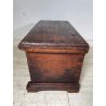 ANTICA PICCOLA CASSAPANCA FORZIERE DOPPIA SERRATURA legno NOCE 97 cm epoca 1700