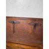 ANTICA PICCOLA CASSAPANCA FORZIERE DOPPIA SERRATURA legno NOCE 97 cm epoca 1700