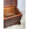 ANTICA PICCOLA CASSAPANCA FORZIERE DOPPIA SERRATURA legno NOCE 97 cm epoca 1700