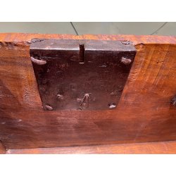 ANTICA PICCOLA CASSAPANCA FORZIERE DOPPIA SERRATURA legno NOCE 97 cm epoca 1700