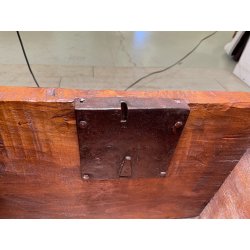ANTICA PICCOLA CASSAPANCA FORZIERE DOPPIA SERRATURA legno NOCE 97 cm epoca 1700
