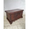 ANTICA PICCOLA CASSAPANCA FORZIERE DOPPIA SERRATURA legno NOCE 97 cm epoca 1700