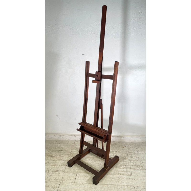 ANTICO CAVALLETTO DA PITTORE LEGNO DI NOCE ORIENTABILE PORTA QUADRO DIPINGERE