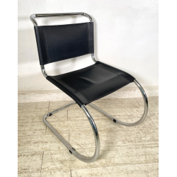 SEDIA VINTAGE METALLO CROMATO NERA Ludwig Mies Van Der Rohe MR10 CHAIR DESIGN