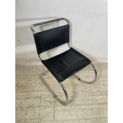 SEDIA VINTAGE METALLO CROMATO NERA Ludwig Mies Van Der Rohe MR10 CHAIR DESIGN