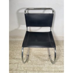 SEDIA VINTAGE METALLO CROMATO NERA Ludwig Mies Van Der Rohe MR10 CHAIR DESIGN
