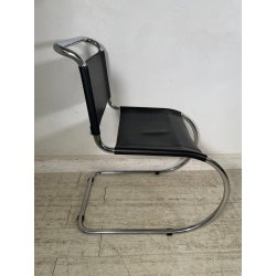 SEDIA VINTAGE METALLO CROMATO NERA Ludwig Mies Van Der Rohe MR10 CHAIR DESIGN