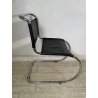SEDIA VINTAGE METALLO CROMATO NERA Ludwig Mies Van Der Rohe MR10 CHAIR DESIGN