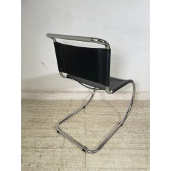 SEDIA VINTAGE METALLO CROMATO NERA Ludwig Mies Van Der Rohe MR10 CHAIR DESIGN