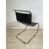 SEDIA VINTAGE METALLO CROMATO NERA Ludwig Mies Van Der Rohe MR10 CHAIR DESIGN