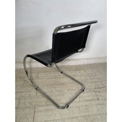 SEDIA VINTAGE METALLO CROMATO NERA Ludwig Mies Van Der Rohe MR10 CHAIR DESIGN
