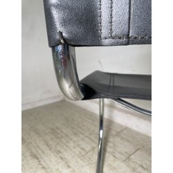 SEDIA VINTAGE METALLO CROMATO NERA Ludwig Mies Van Der Rohe MR10 CHAIR DESIGN