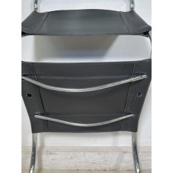 SEDIA VINTAGE METALLO CROMATO NERA Ludwig Mies Van Der Rohe MR10 CHAIR DESIGN
