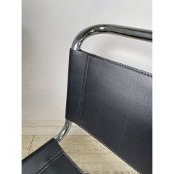 SEDIA VINTAGE METALLO CROMATO NERA Ludwig Mies Van Der Rohe MR10 CHAIR DESIGN