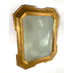 ANTICA SPECCHIERA VASSOIO CORNICE DORATA 1800 SPECCHIO LEGNO FOGLIA ORO DECORO
