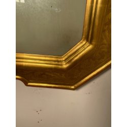 ANTICA SPECCHIERA VASSOIO CORNICE DORATA 1800 SPECCHIO LEGNO FOGLIA ORO DECORO
