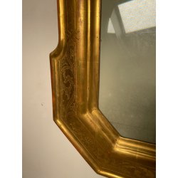 ANTICA SPECCHIERA VASSOIO CORNICE DORATA 1800 SPECCHIO LEGNO FOGLIA ORO DECORO