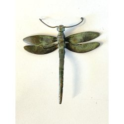 PICCOLA SCULTURA BRONZO PATINA FIGURA LIBELLULA BESTIARIO ANIMALIER FINE '800