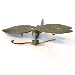 PICCOLA SCULTURA BRONZO PATINA FIGURA LIBELLULA BESTIARIO ANIMALIER FINE '800