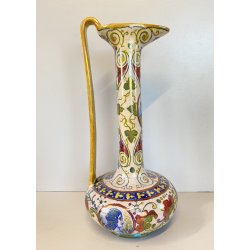 BROCCA VERSATOIO CERAMICA LUSTRO PERUGIA Gualdo Tadino DECORO FIGURE DAMA 35cm/h