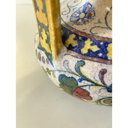 BROCCA VERSATOIO CERAMICA LUSTRO PERUGIA Gualdo Tadino DECORO FIGURE DAMA 35cm/h