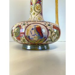 BROCCA VERSATOIO CERAMICA LUSTRO PERUGIA Gualdo Tadino DECORO FIGURE DAMA 35cm/h