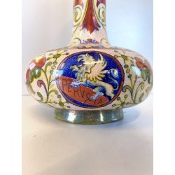 BROCCA VERSATOIO CERAMICA LUSTRO PERUGIA Gualdo Tadino DECORO FIGURE DAMA 35cm/h