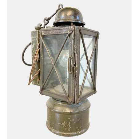 ANTICA LANTERNA MILITARE TEDESCA  WW2 METALLO ELETTRIFICATA LAMPADA VINTAGE