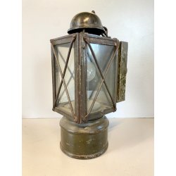 ANTICA LANTERNA MILITARE TEDESCA  WW2 METALLO ELETTRIFICATA LAMPADA VINTAGE