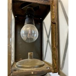 ANTICA LANTERNA MILITARE TEDESCA  WW2 METALLO ELETTRIFICATA LAMPADA VINTAGE