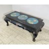 ANTICO TAVOLINO FUMO CINESE 1960 LEGNO LACCATO NERO CLOISONNE ARTE ORIENTALE