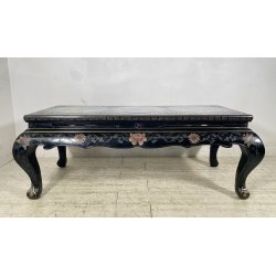 ANTICO TAVOLINO FUMO CINESE 1960 LEGNO LACCATO NERO CLOISONNE ARTE ORIENTALE
