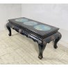 ANTICO TAVOLINO FUMO CINESE 1960 LEGNO LACCATO NERO CLOISONNE ARTE ORIENTALE