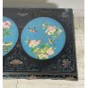 ANTICO TAVOLINO FUMO CINESE 1960 LEGNO LACCATO NERO CLOISONNE ARTE ORIENTALE