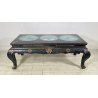 ANTICO TAVOLINO FUMO CINESE 1960 LEGNO LACCATO NERO CLOISONNE ARTE ORIENTALE