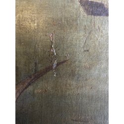 ANTICO GRANDE DIPINTO OLIO BATTAGLIA MARINA NOTTURNA VELIERI GALEONI FIAMME '600