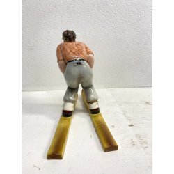 STATUINA SCIATORE CERAMICA POLICROMA Trevir VICENZA SCULTURA Tosin '40 DANNI
