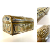 ANTICO SCRIGNO SCATOLA PORTAGIOIE CHIAVE METALLO ARGENTATO DECORO SBALZO 800/900