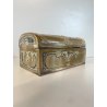 ANTICO SCRIGNO SCATOLA PORTAGIOIE CHIAVE METALLO ARGENTATO DECORO SBALZO 800/900
