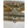 ANTICO SCRIGNO SCATOLA PORTAGIOIE CHIAVE METALLO ARGENTATO DECORO SBALZO 800/900