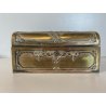 ANTICO SCRIGNO SCATOLA PORTAGIOIE CHIAVE METALLO ARGENTATO DECORO SBALZO 800/900