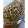 ANTICO SCRIGNO SCATOLA PORTAGIOIE CHIAVE METALLO ARGENTATO DECORO SBALZO 800/900